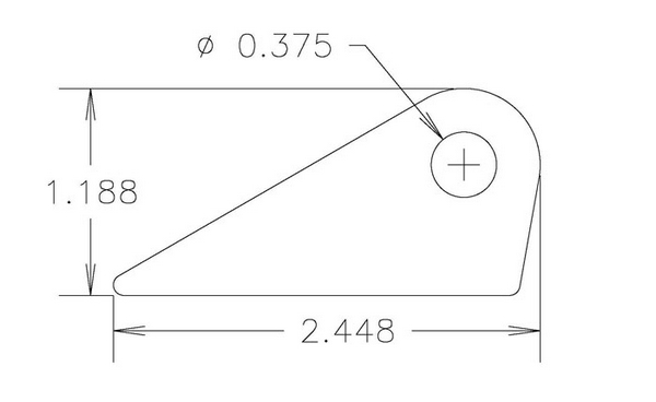 4130 3/16" THK, 3/8" HOLE, 3/4" HT, STRAIGHT CHASSIS TAB - QTY 20